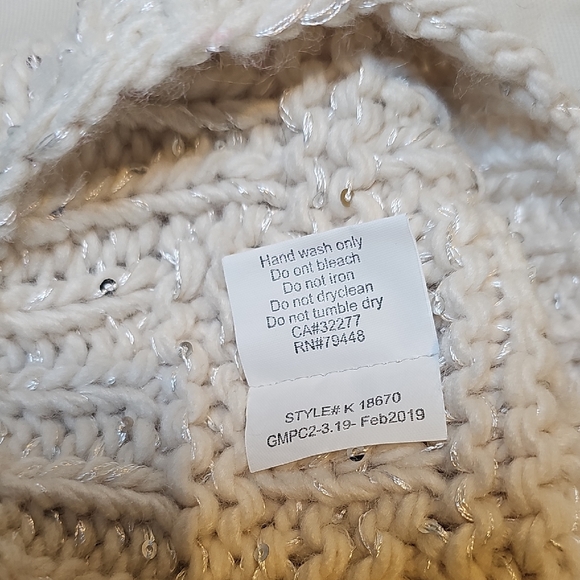 Marmot White Knit Beanie with Sequins - Picture 7 of 11